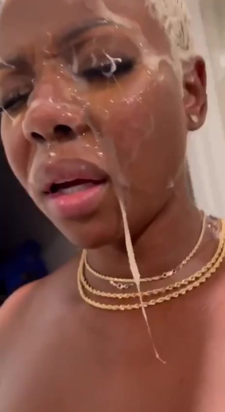 Ebony Covered In Cum